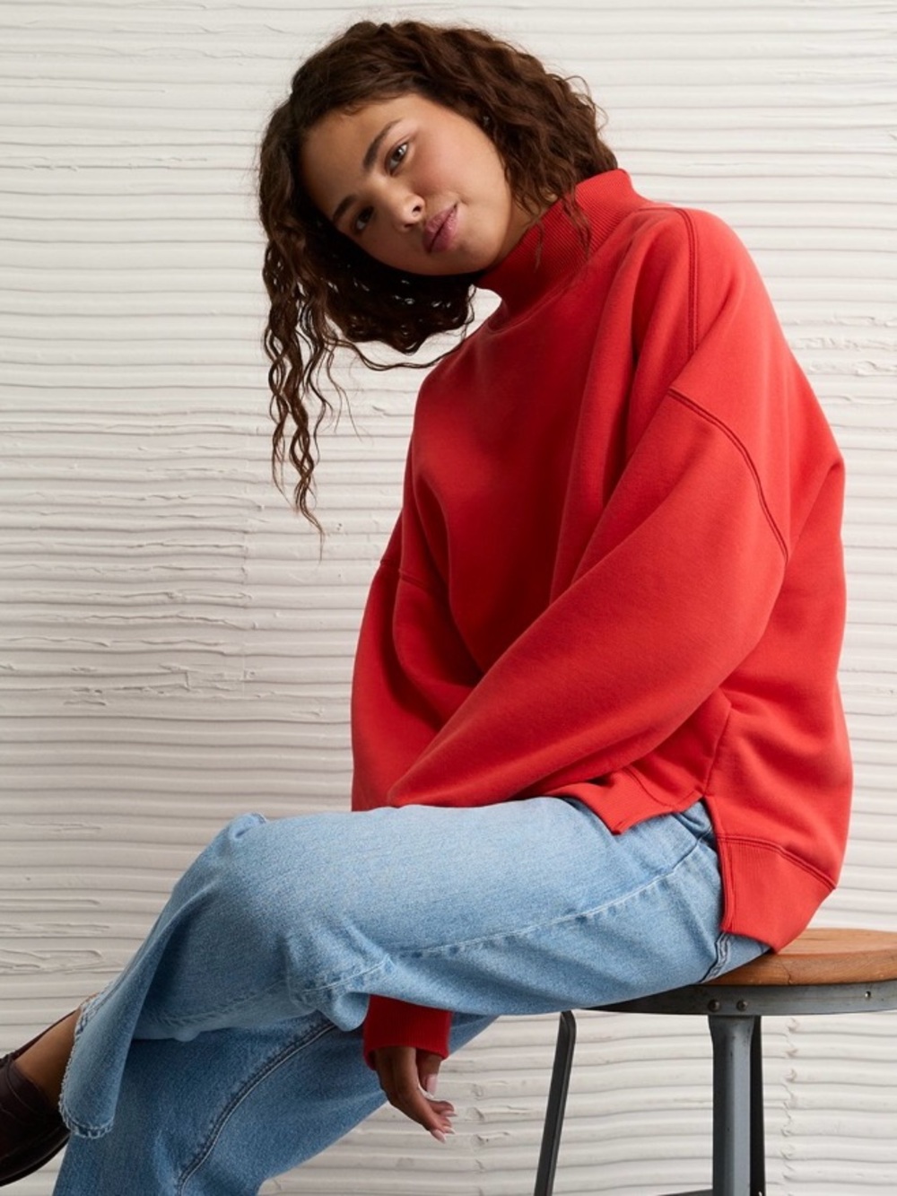 AE Mock Neck Oversized Sweatshirt size M NWOT